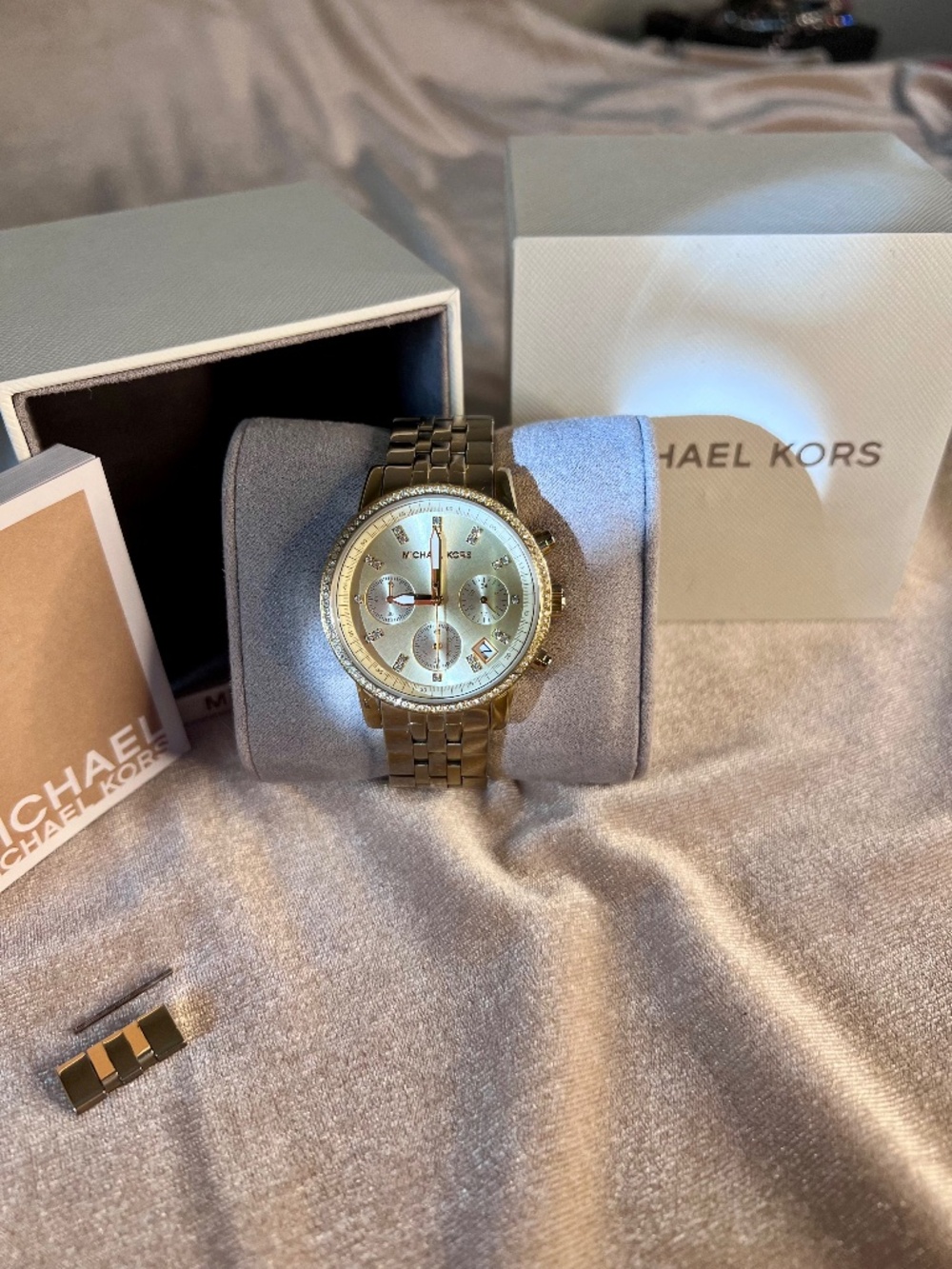 Michael Kors Runway Gold-Tone Chronograph Stainless Steel Watch
